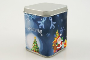 Upominek świąteczny personalizowana puszka z kawą lub herbatą 90g - śnieg