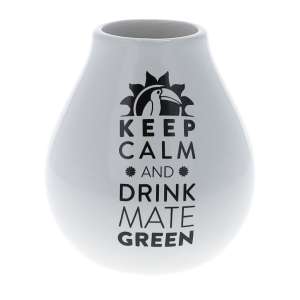 Tykwa ceramiczna - Matero white - KEEP CALM AND DRINK MATE GREEN 350 ml